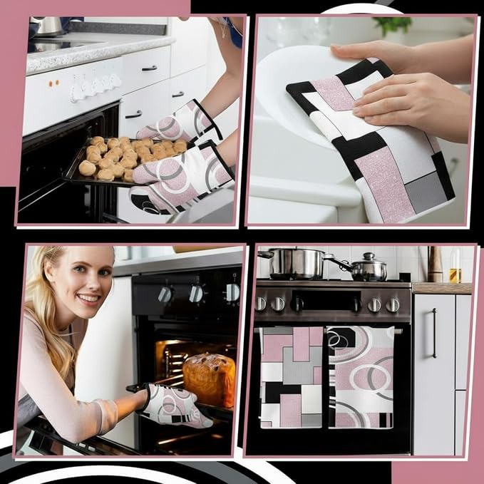 Jingmore 6 Pcs Kitchen Decor Set Accessory Farmhouse Kitchen Towels Pot Holders - Image 5