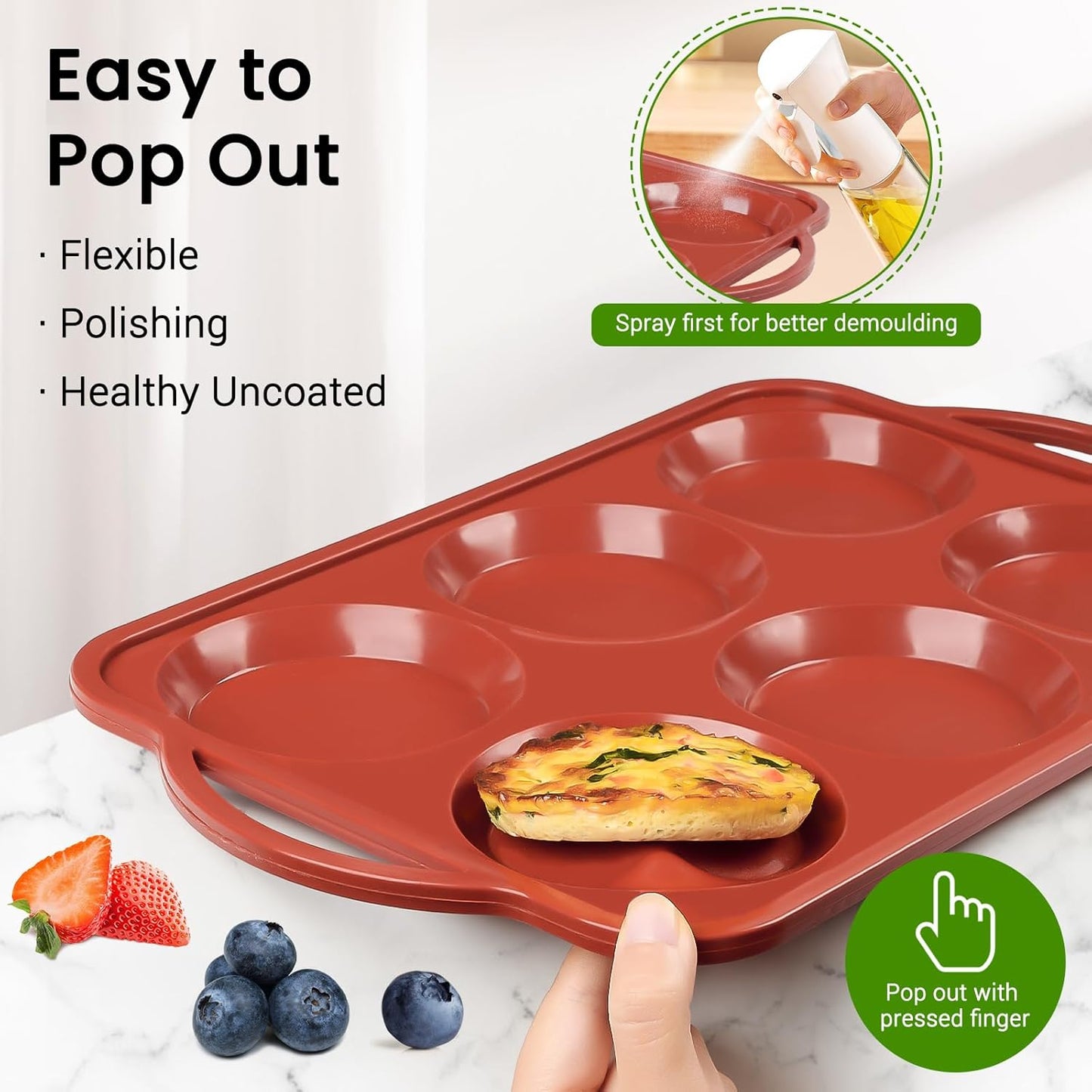 JOERSH 2 Pack 4 Inch Jumbo Silicone Muffin Top Pan with Metal Frame, Non Stick Silicone Egg Mold for Oven, Large Whoopie Pie Baking Pan for English Muffin, Breakfast Sandwich, Egg Bite, Hamburger Bun