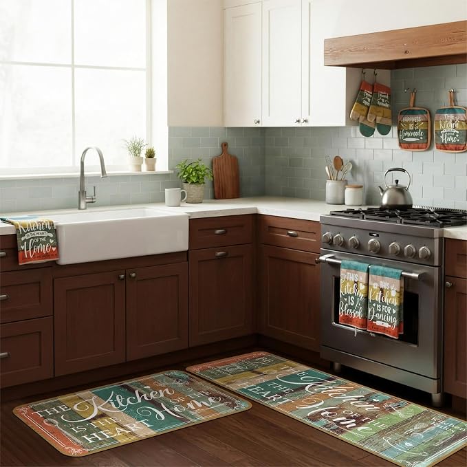 Fourluoo 10 Pcs Farmhouse Kitchen Decor and Accessories Set 4 Kitchen Towels 2 - Image 4