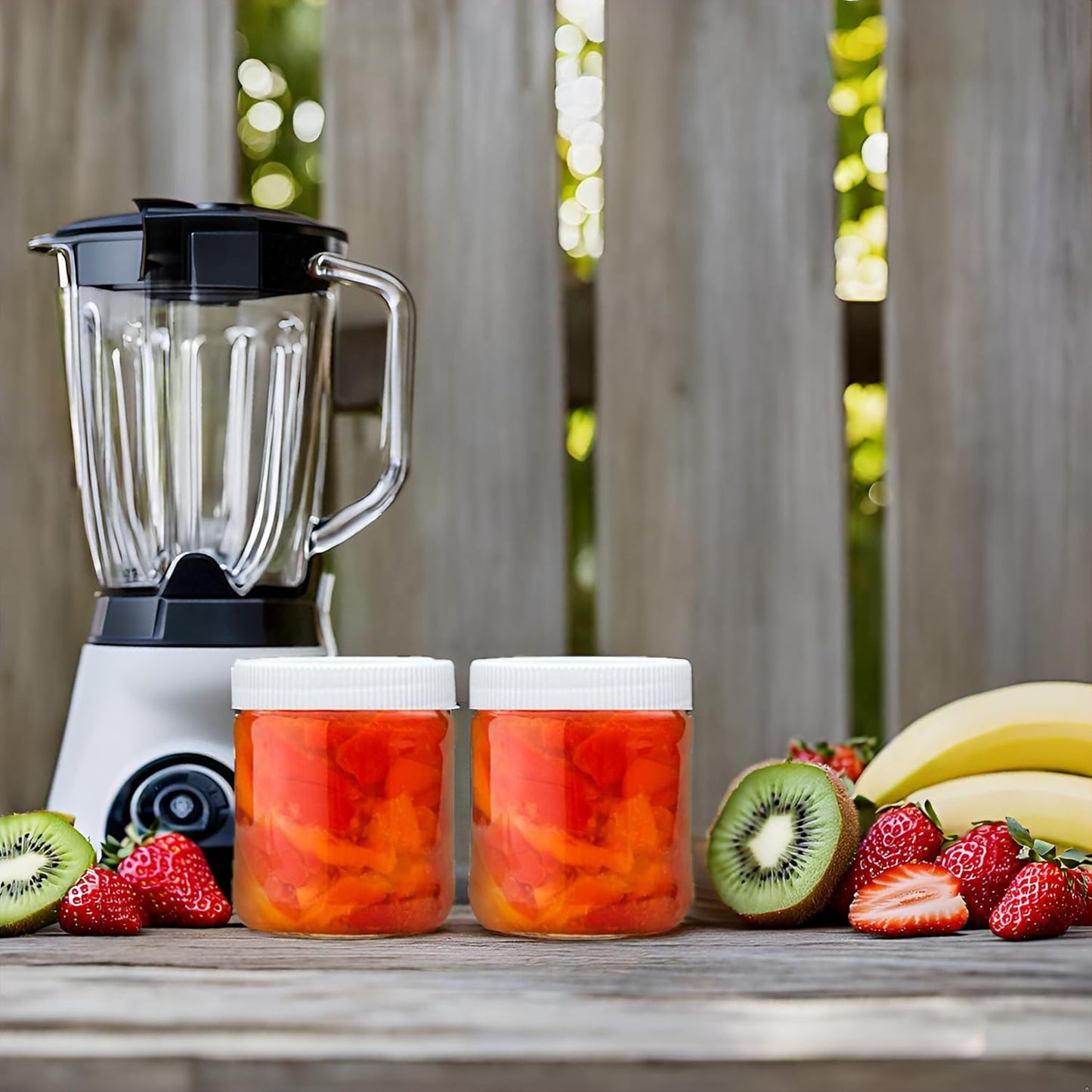 Jarming Collections Mason Jars - 16 oz Glass Extra Wide Mouth Pint Storage Jars with White Plastic Lids - Made in USA