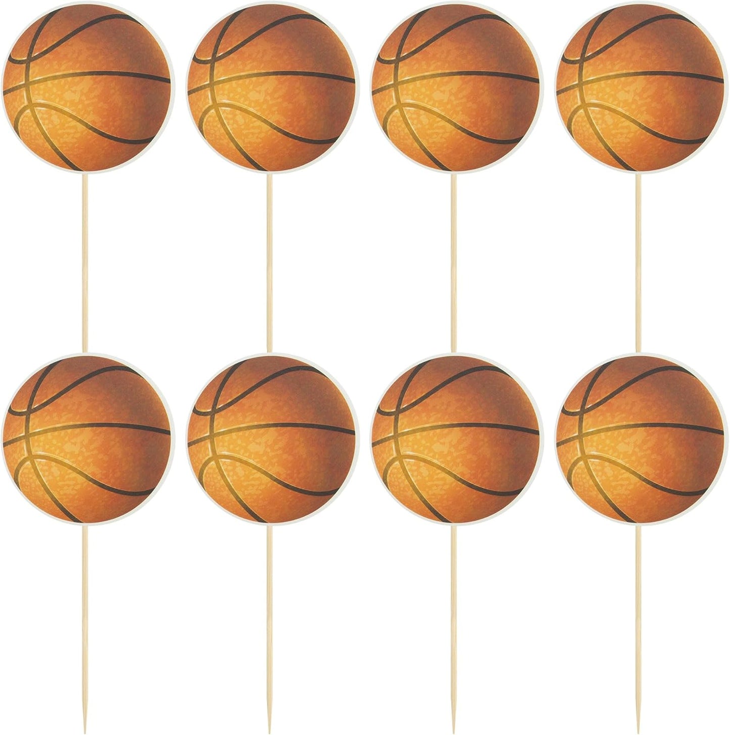 24Pcs Basketball Cupcake Toppers Star Sports Ball Cupcake Picks Baby Shower Basketball Sports Players Theme Birthday Party Cake Decorations Supplies