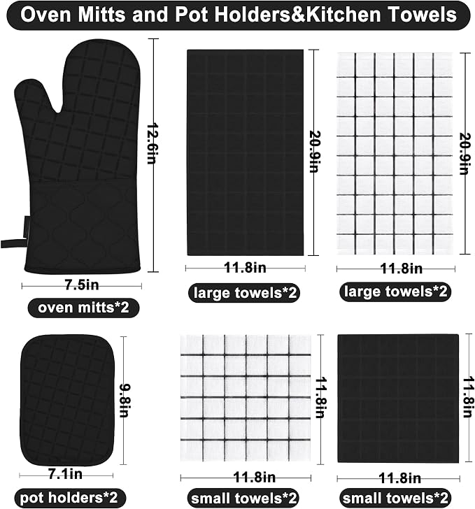 Oven Mitts Kitchen Towels and Dishcloths Pot Holders Sets, Oven Gloves Kitchen - Image 2
