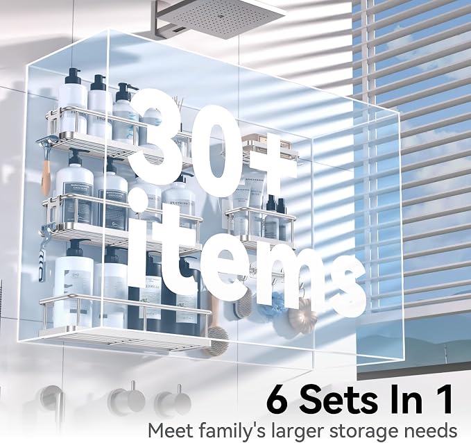YASONIC Shower Caddy, 6 Pack Large Capacity Bath Organizer - Image 3