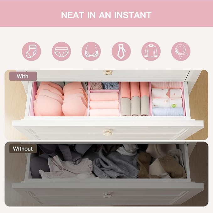 Criusia Drawer Organizer Clothes, 10 Pack Dresser Organizer - Image 4