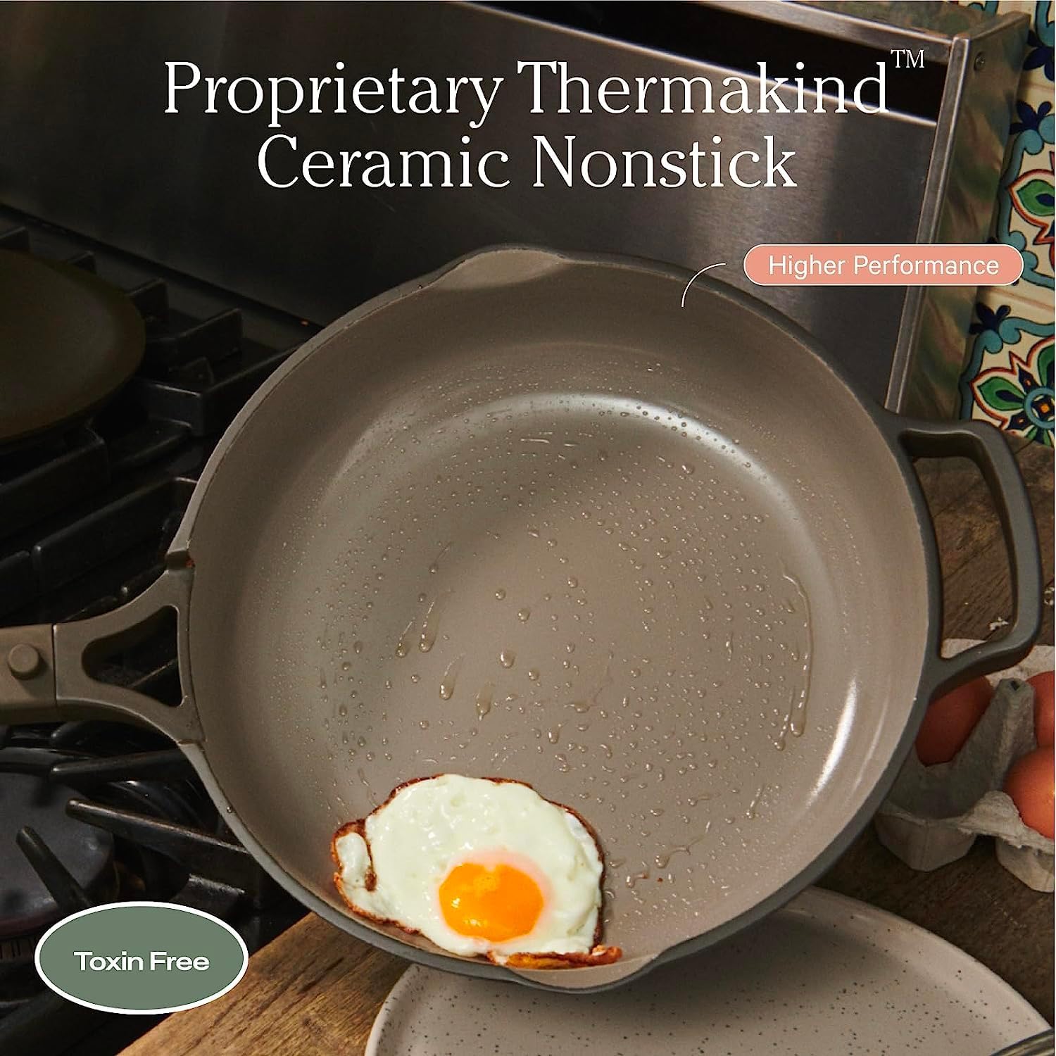 Our Place Mini Always Pan 2.0-8.5” (1.2 Qt) Nonstick, Toxin-Free Ceramic Cookware | Patented 10-in-1 Aluminum Frying & Sauté Pan | Safe for Oven, Induction & All Cooktops up to 450°F | Steam