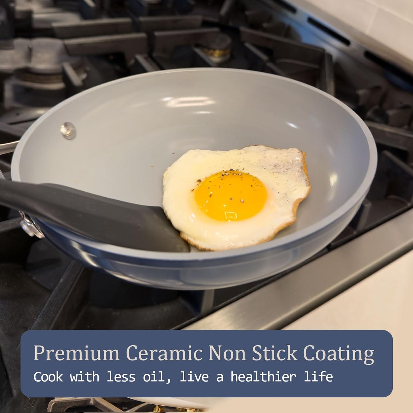 3.5qt Nonstick Ceramic Sauce Pan with Lid (8.19") Even Heat Distribution, Non Toxic & PFAS Free Healthy Cooking Pot for All Stovetops (Induction/Gas/Electric), Oven Safe 500°F, Cream