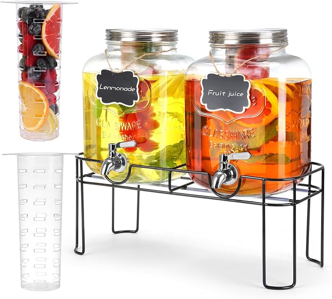 1.6 Gallon Glass Drink dispenser, Lemonade Dispenser by MIWUYI