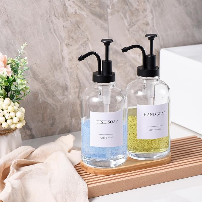 Glass Soap Dispenser with Pump, Dish and Hand Soap Dispenser - Image 8