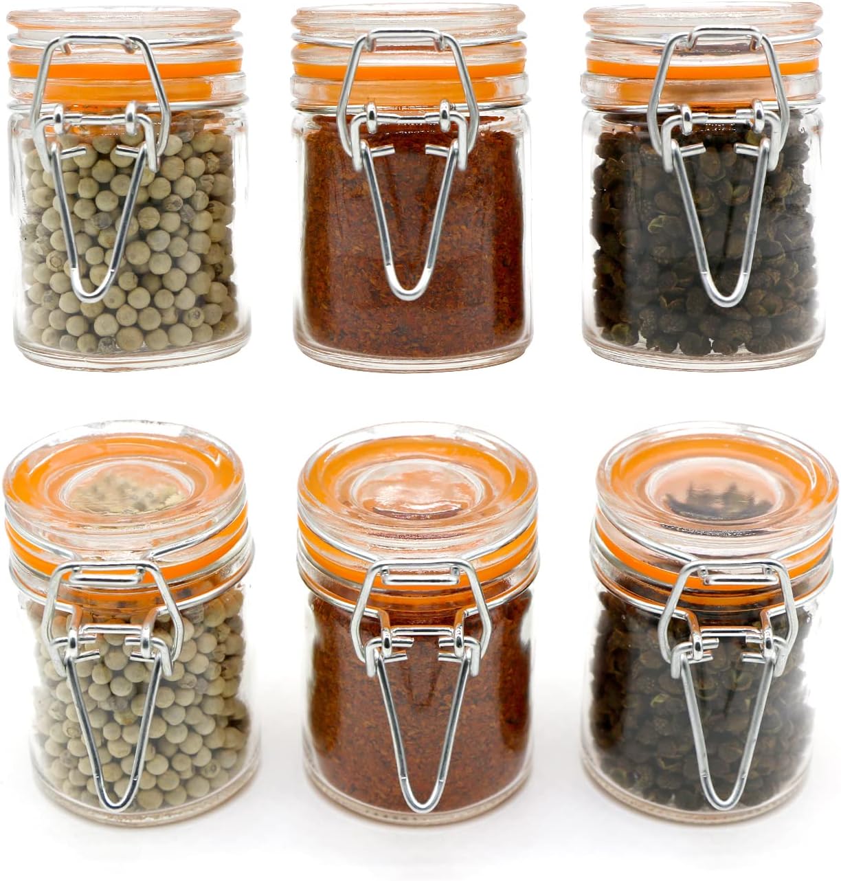 1.7 oz Mini Glass Spice Bottles, 24 Pack Small Glass Jars with Airtight Lid and Leak Proof Rubber Gasket, Empty Spice Containers with Labels for Home and Kitchen