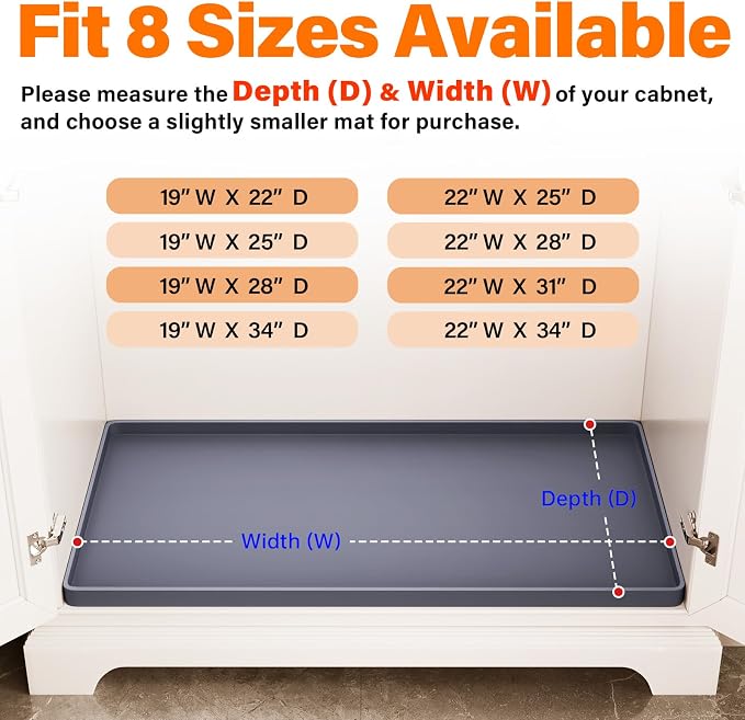 FLATO Waterproof Under Sink Mat 40" x 19" Shelf Liner - Image 5