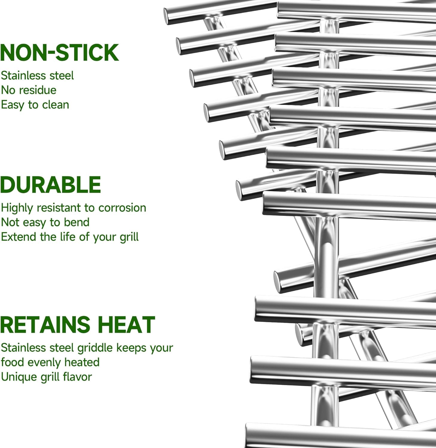 SF4362(2-Pack) 15" Cooking Grates Replacement for Broil King, Broil-Mate, Huntington, Sterling Gas Select Gas Grill Models, Stainless Steel Grill Grates