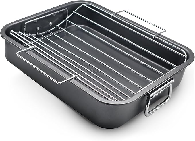 Large Roasting Pan With Rack 12” x 16” by Unknown