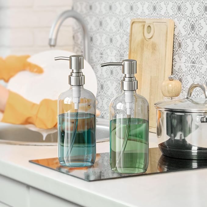 AmazerBath Soap Dispenser, 2 Pack Glass Soap Dispenser - Image 6