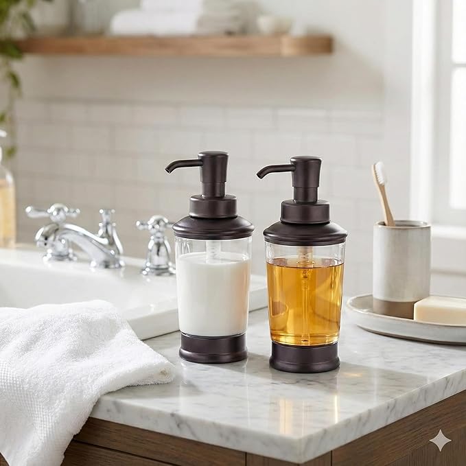 Vintage Style Soap Dispenser Bottles, 16oz Refillable Pump Bottles, Bronze Color - Image 4