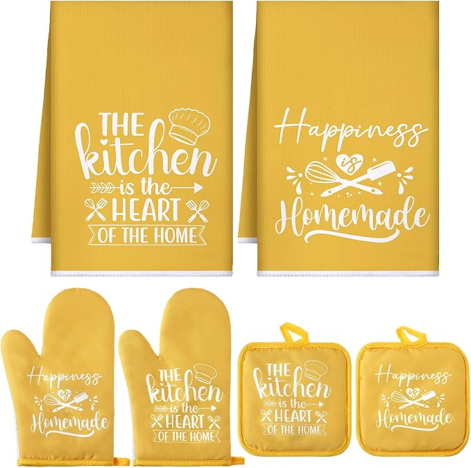 Sratte 6 Pcs Kitchen Decor Accessories Set Farmhouse Towels Pot Holders Oven by Sratte