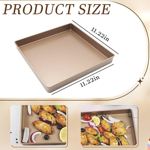 11 Inch Square Cake Pan, 2 Inch Deep Baking Pan Nonstick Cookie Sheet Brownie - Image 2