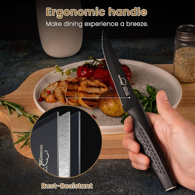 Amorston Steak Knives, Steak Knives Set of 8, Stainless Steel Steak Knife Set - Image 3