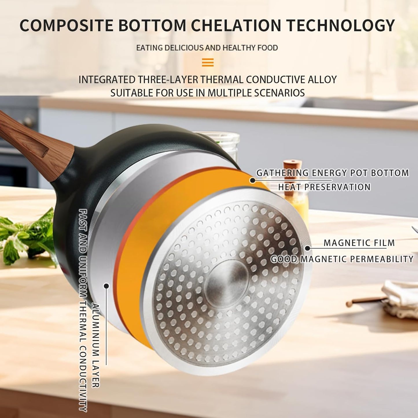 Nonstick Skillet 9.5 Inches Black Granite, Non Stick Frying Pan For Chef Cooking, Omelette Pan Egg Frying Healthy Stone Cookware, Compatible with All Stovetops, PFOA Free (Black, 9.5inch)