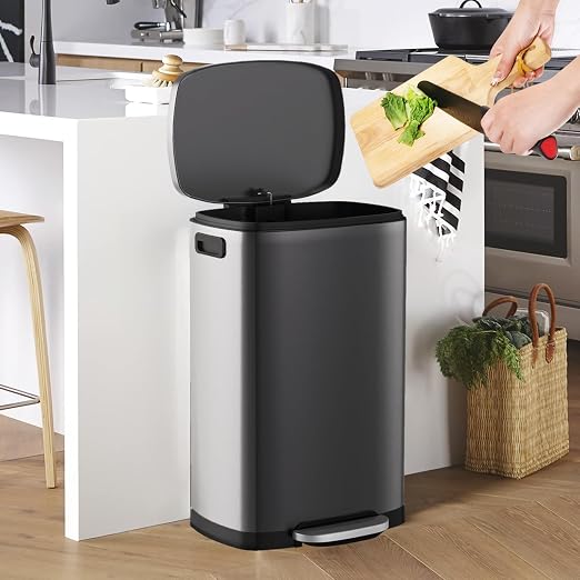 ELPHECO Kitchen Trash Can with Lid Soft Close, 13 Gallon / 50L Stainless Steel - Image 2