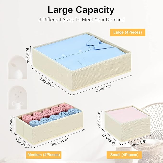 DIMJ Drawer Organizer Clothes, 24 Pack Dresser Organizer, Foldable Closet - Image 3