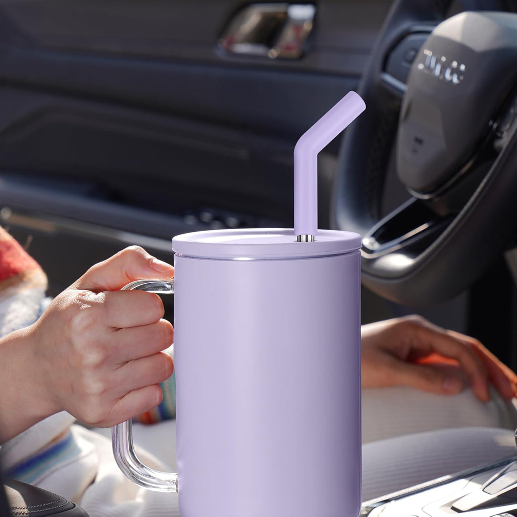 Tomorotec 40oz Straws, 13 Inch Stainless Steel Straw with Silicone Extender Tip for Stanley Adventure Quencher Tumbler 6-Pack with 2 Brushes, 0.35" Diameter Straws Food Grade BPA-Free Colorful Set