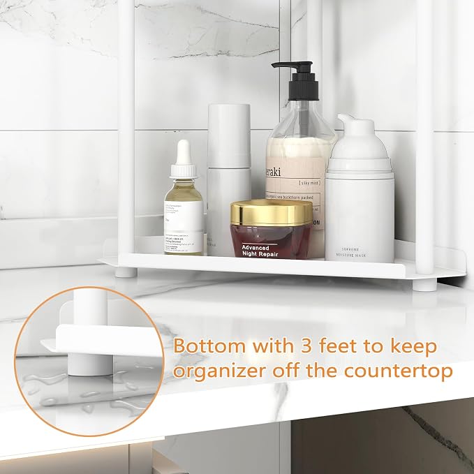 Jesginboo 2 Tier Bathroom Counter Organizer, Vanity Organizer Corner Shelf - Image 6