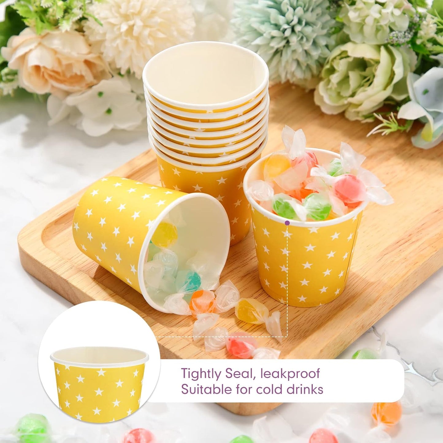 Thenshop 1000 Pack 5oz Paper Cups, Multicolor Small Disposable Cups, Hot/Cold Beverage Drinking Mouthwash for Parties, Picnic, Travel, Barbecues and Event, Star Style