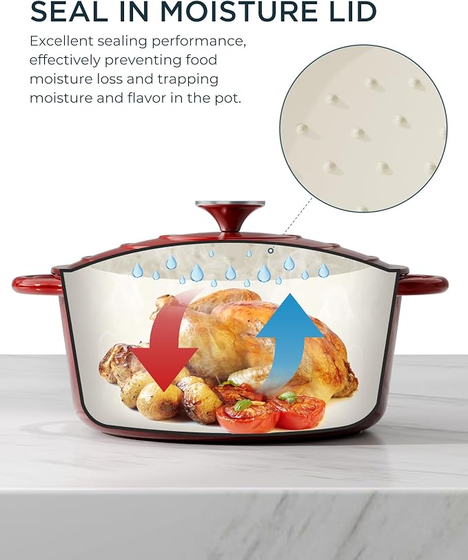 Enameled Cast Iron Dutch Oven - 6QT Pot - Heavy-Duty Cookware - Image 3
