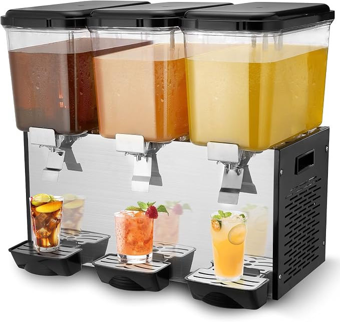 VEVOR Commercial Beverage Dispenser, 3 Tanks 18 L / 19 QT Per Tank Juice by VEVOR
