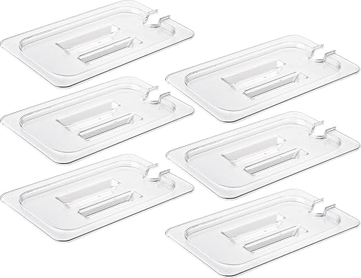 CURTA 6 Pack NSF Notched Food Pan Cover, 1/4 Size Clear Polycarbonate Lid by CURTA