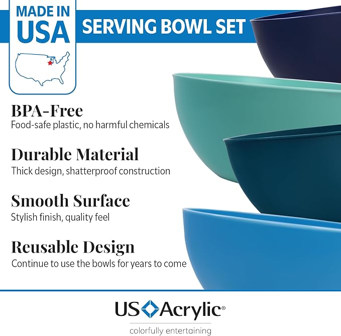US Acrylic Vista Durable Plastic Salad and Serving 10-inch Bowls | Set of 4 in - Image 2