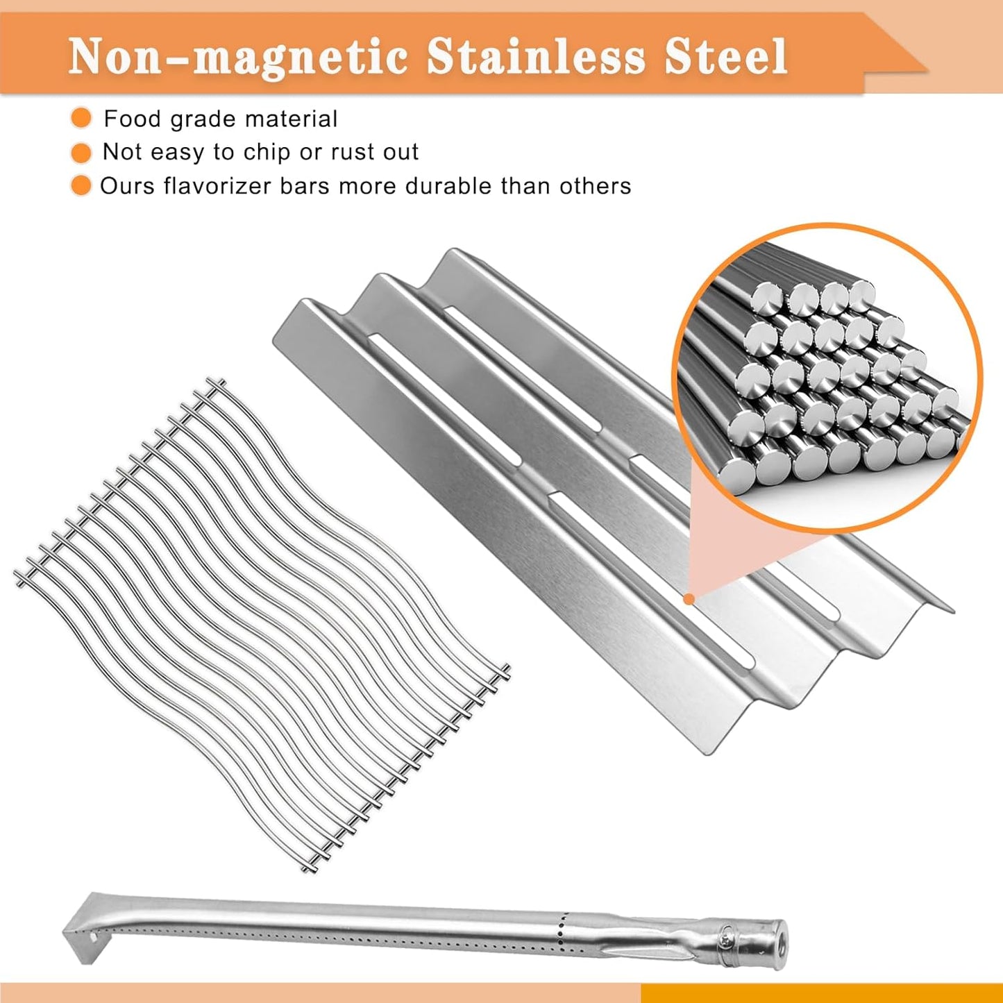 S8C011 Stainless Steel Cooking Grid Grates, Heat Plate and Grill Burner Tube Replacement Parts for Napoleon Gas Models LEX485/605/730 LE LD485 Series Grills S81001