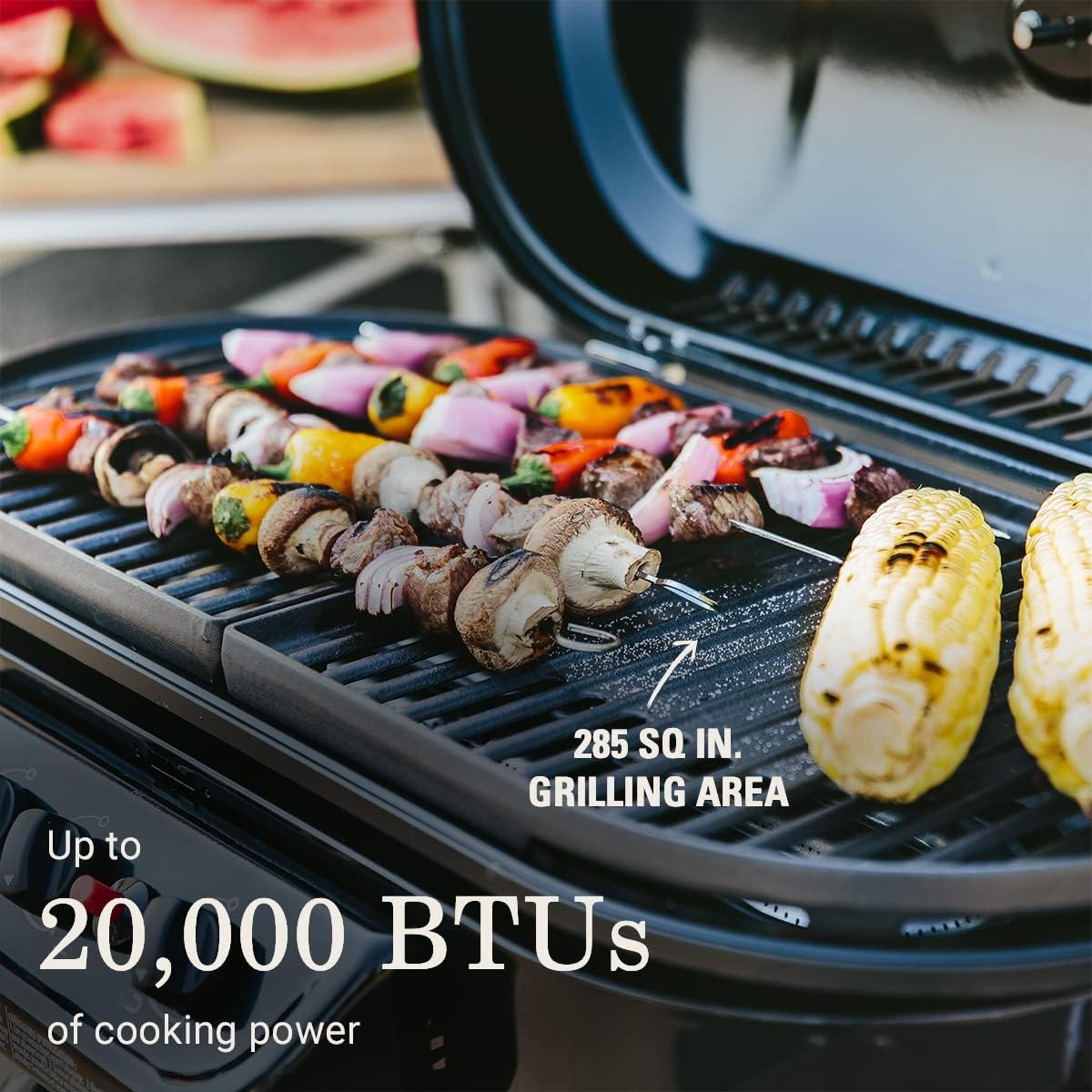 Coleman RoadTrip 285 Portable Stand-Up Propane Grill with 3 Adjustable Burners & Instastart Ignition, 20,000 BTUs of Power for Outdoor Cooking, Camping, Tailgating, Grilling, BBQs, & More