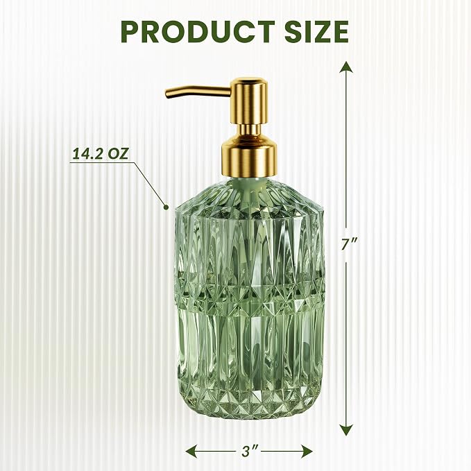 AmazerBath Soap Dispenser Green Glass Soap Dispenser - Image 5