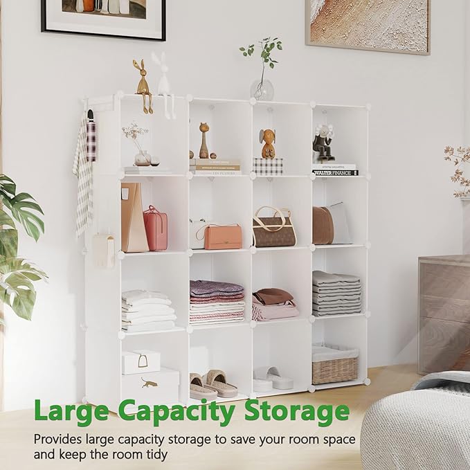 C&AHOME Cube Storage Organizer, 16-Cube Shelves Units, Plastic Storage Cubes - Image 5