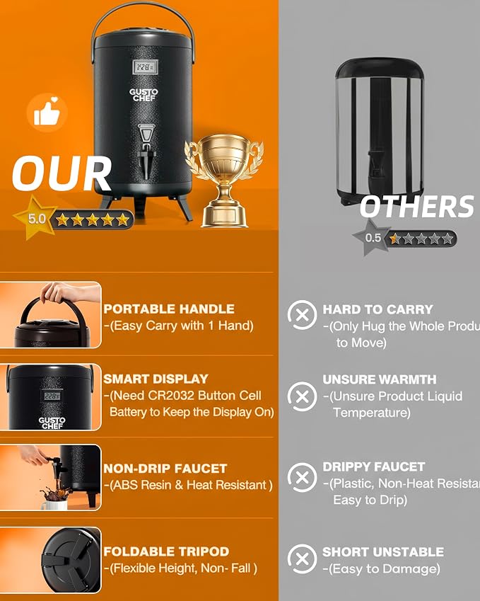 Insulated Beverage Dispenser 3 Gallon, Hot&Cold Drink Dispenser - Image 3