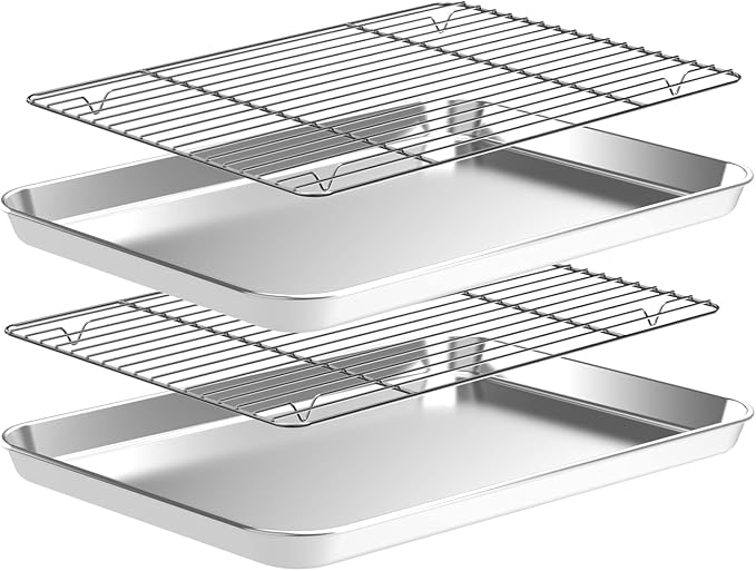CEKEE Baking Sheet and Cooling Rack Set, Stainless Steel Cookie Sheet Baking by CEKEEBakingEasilyHappily