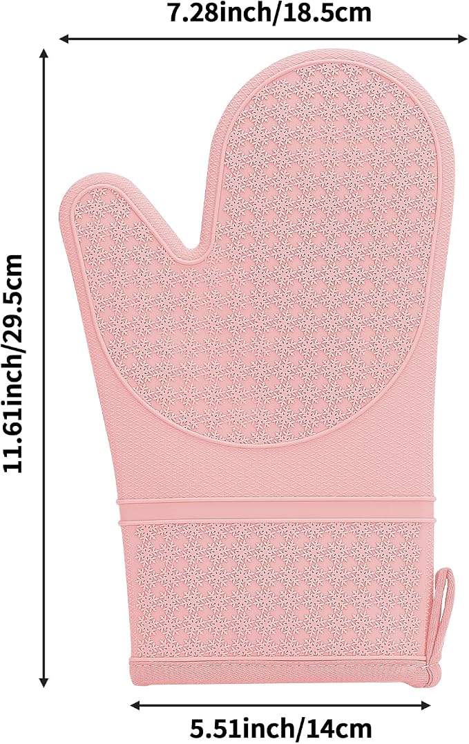 Hovico Silicone Oven Mitts, Heat Resistant 500F Kitchen Mitts 2PCS, 11.6" - Image 2