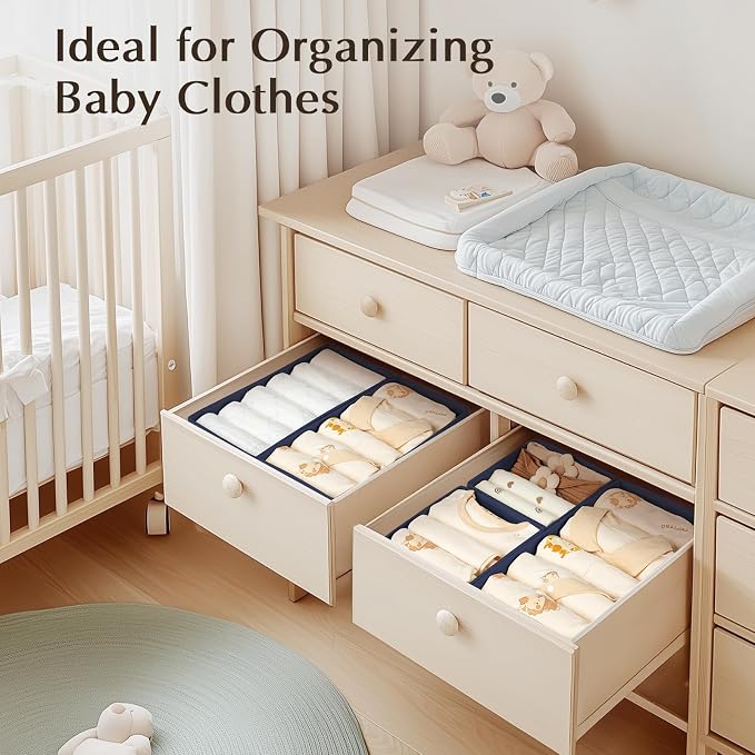 DIMJ Drawer Organizers Clothes, Fabric Closet Organizers and Storage, Shallow - Image 5