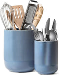 LE TAUCI Utensil Holder for Kitchen Counter, 7.3"+5.4" Fluted Ceramic Utensil by LETAUCI