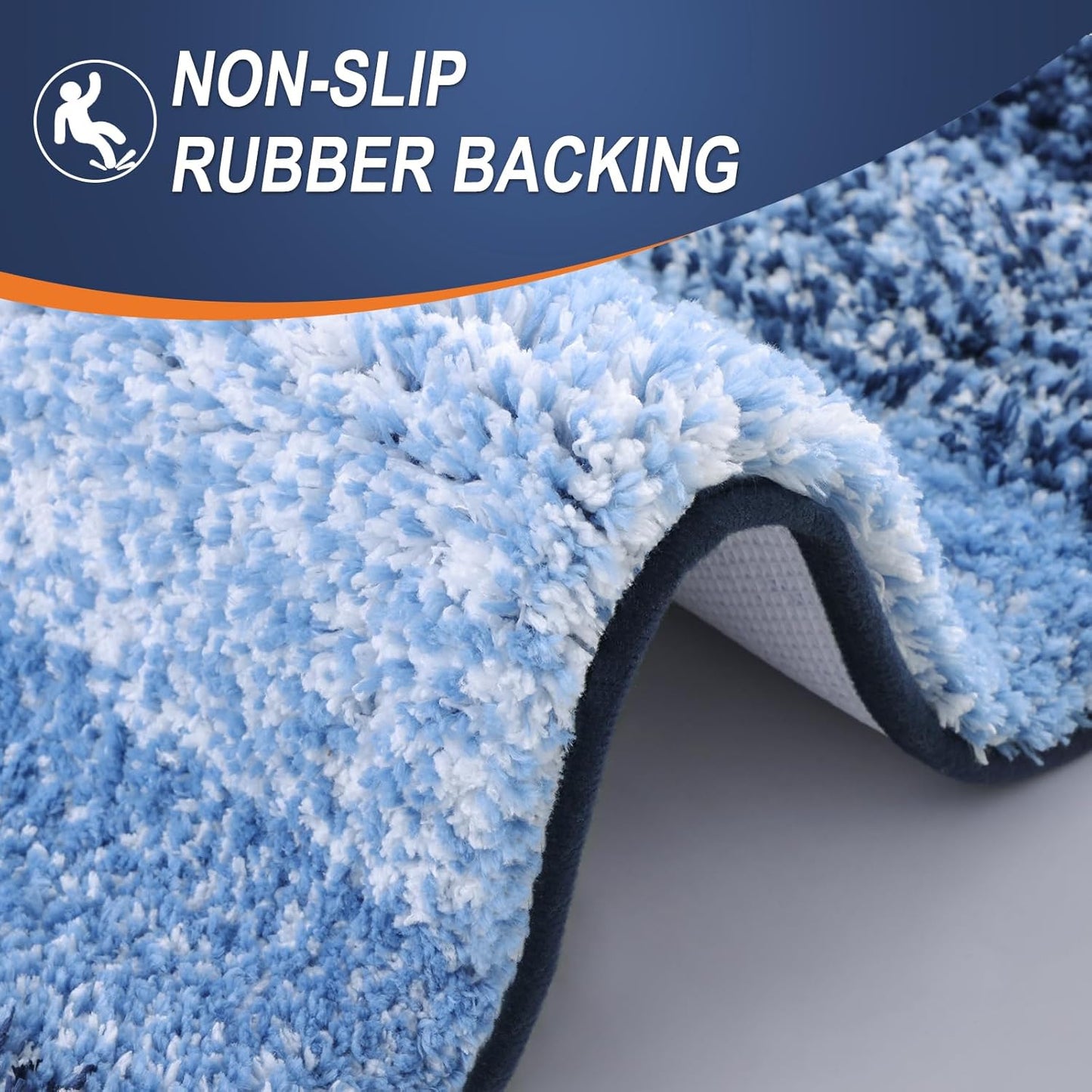 OLANLY Bathroom Runner Rugs 44x24, Extra Soft Absorbent Microfiber Bath Rugs, Rubber Backing, Quick Dry, Machine Washable Bath Mats for Bathroom Floor, Tub and Shower, Home Decor Accessories, Navy