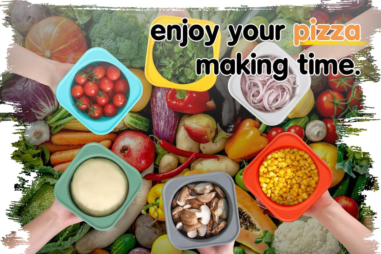 PLUS-Large 1000ml Pizza Dough Proofing Boxes for DIY Artisan Pizza, Food Grade Silicone Stackable Containers with Lids, Sturdy Reinforced Steel. Freezer, Fridge, Dishwasher Safe (3Green Plus)