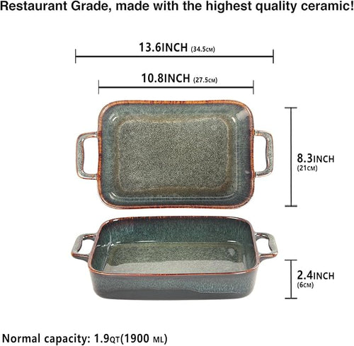 10" x 8" Porcelain Rectangular Casserole Dishes - Image 2