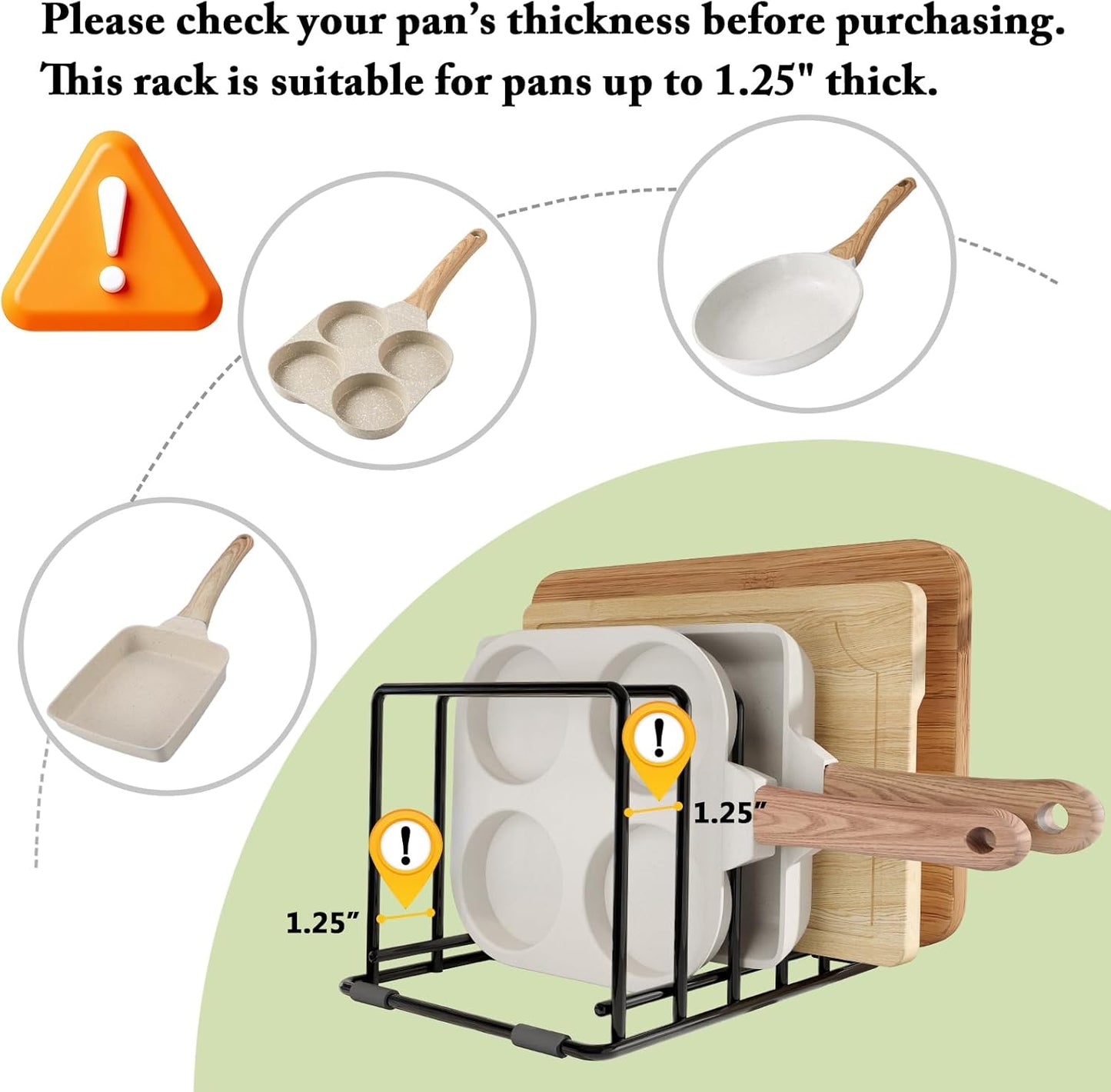 2-Pack Baking Sheet Organizer Rack – 5-Slot Bakeware & Cookie Tray Holder for Kitchen Cabinet or Countertop, Compact Stainless Steel Cutting Board Rack with Rust-Resistant Frame & Anti-Slip Feet