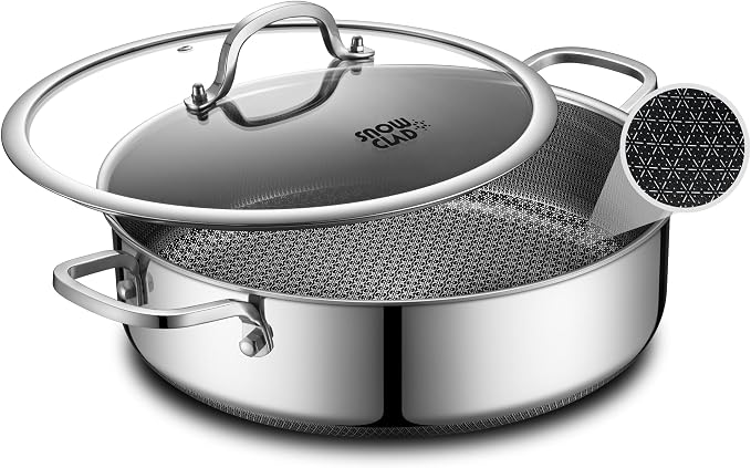 Saute Pan, Hybrid Non Stick 6.5 Quart Everyday Braiser pan, Chicken Fryer by SNOWCLAD