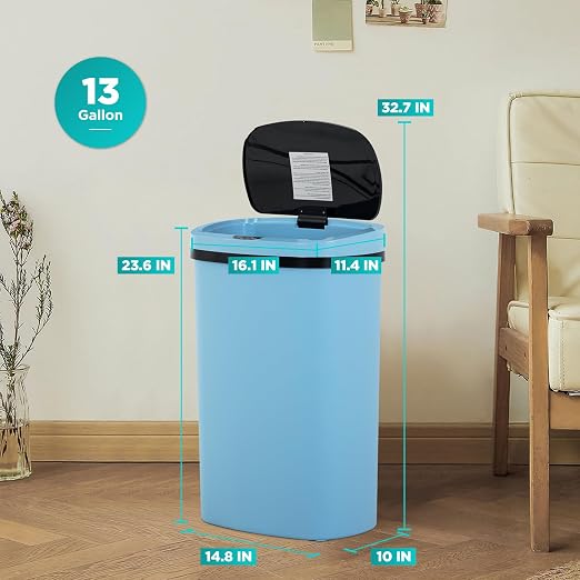 PayLessHere | 13 Gallon Plastic Trash Can | Blue | Automatic Touchless Lid - Image 7