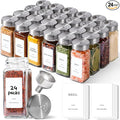 ComSaf Spice Jars with Shaker lids Adjustable, 4oz 24PCS，45 Labels, Comdiment by ComSaf