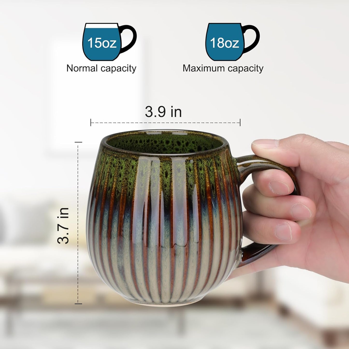 CosyCorner Ceramic Coffee Mugs, 17 oz Large Coffee Cups, Couple Coffee Mugs Set with Gift Box (A&B)