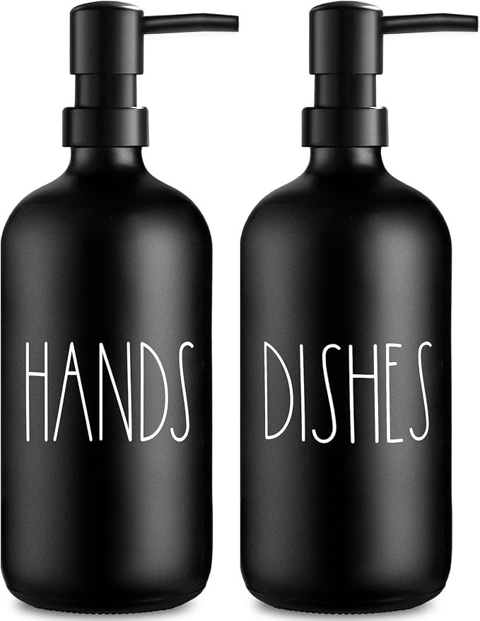 VIMERPA Hand and Dish Soap Dispenser Set, Matte Black Hands Dishes Soap by VIMERPA