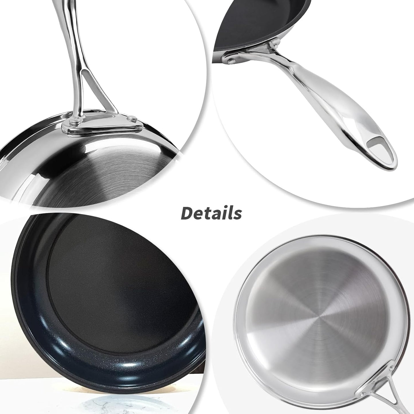 10" Nonstick Ceramic Frying Pan with Lid - PFOA & PTFE-Free, Oven & Broiler-Safe - Thick 2.5mm Four-Layer Construction, Anti-Scalding Handle for All Stovetops (Induction/Gas etc)